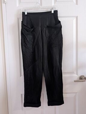 OZAI N KŪ Black Textured High-Waist Trousers Dark Academia Old Money Chic XS